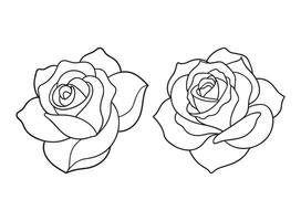 Rose outline icon, logo, silhouette of black and white rose. vector