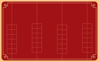 Chinese gold frame with oriental asian elements on red background vector