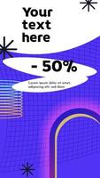 Vertical blue template story format. Neo brutalism style banner with space for text vector