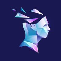 concept of mental health, graphic of low poly broken head man vector