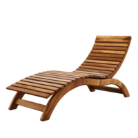 3D wooden chaise lounge isolated on transparent background. png