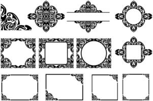 Set Of Border Frame Ornament Design with Black Liquid Theme for Decoration vector