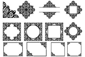 Set Of Border Frame Ornament Design with Black Liquid Theme for Decoration vector