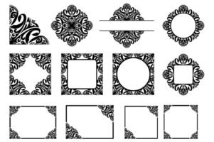 Set OF Border Frame Ornament Design with Black Swirl Theme for Decoration vector