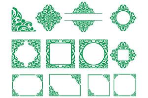 Set Of Green Ornamental Frame Border Design with a Liquid Theme for background design decoration vector