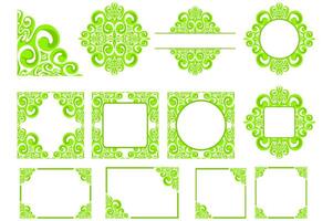 Set Of Border Frame Ornament Design with green Swirl Theme for Decoration vector