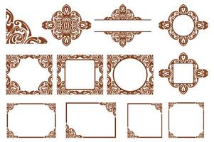 Set Of Border Frame Ornament Design with Brown Liquid Theme for Decoration vector