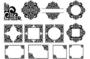 Set Of Border Frame Ornament Design with black Swirl Theme for Decoration vector