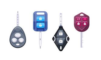 Car key fobs showing lock and unlock buttons for automobile security vector
