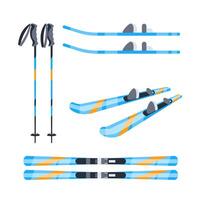 Set of different types of skis and ski poles for winter sports vector