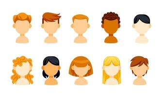 Featuring a diverse group of people of different ethnicities and hairstyles looking forward with blank faces. vector