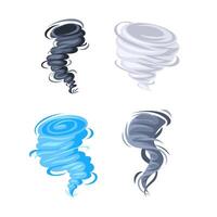 Four cartoon style whirlwinds swirling on white background. vector