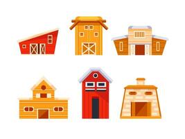 Collection of countryside barns showing different architectural styles vector
