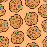 cute cookie seamless pattern background. doodle Cookies seamless pattern. chocolate chips seamless pattern background. Cartoon illustration of Cookies pattern. vector