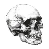 Hand drawing sketch skull isolated on transparent background. png