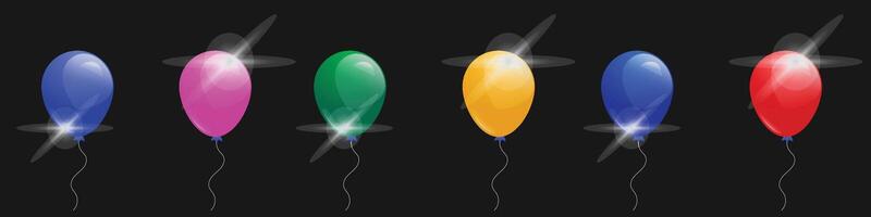 3d realistic balloons of various colors vector