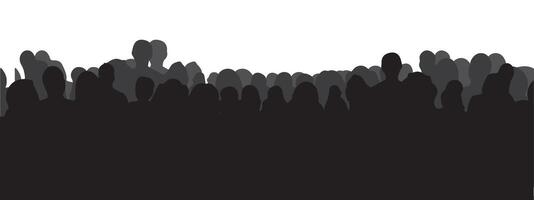 silhouette of a crowd of people watching a music concert in front of the stage with cheering and waving hands, suitable for poster, banner or advertising elements for concerts and parties vector