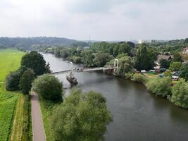 a river with a swimming bridge over it photo