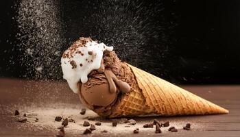 Exploding Chocolate and Vanilla Ice Cream photo
