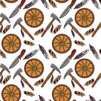 Hand drawn seamless pattern with cultural native indians attributte. vector