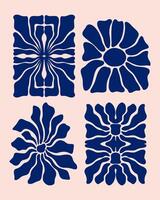Flower botanical clip art set collection bundle boho groovy matisse style decorative element editable vector