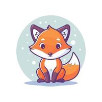 Happy cute cartoon style fox character illustration in flat color design on white background. vector