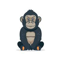 Happy cute cartoon style Gorilla character illustration in flat color design on white background. vector