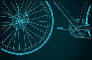 Bicycle fork front wheel close up vector