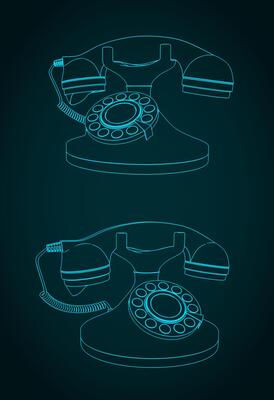 Retro rotary telephone drawings