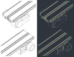 Double belt conveyor isometric close up vector