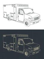 Ambulance technical drawings vector
