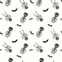 Monochrome halloween pattern with skeletons. Funny skeletons. Halloween backgrounds, seamless pattern. vector