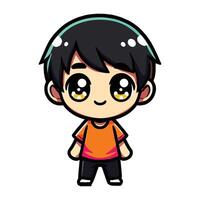 boys with smiling chiby style cartoon vector