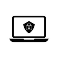 data privacy protect icon logo design with laptop and key symbol vector