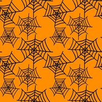 Spider web seamless pattern on Orange background for Halloween vector