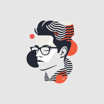 Hipster man icon. Male face silhouette