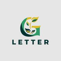 Initial Letter G with Leaf Logo Design Template vector