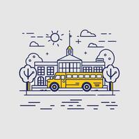 illustration of a city with a bus and a tram vector