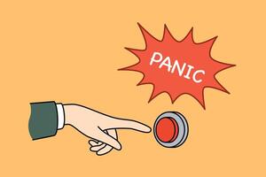 Panic button near person hand, for concept of importance of motivation and taking antidepressants vector