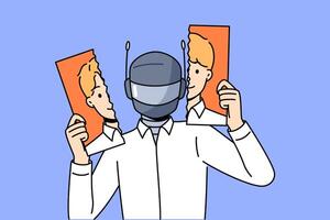 Humanoid robot replaces person and causes unemployment due to presence of artificial intelligence vector
