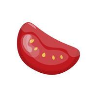 Single element of tomato slice. Fresh farm vegetables. Flat design. Stock isolated illustration on white background. vector