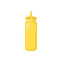 Mustard bottle clipart in cartoon style. Color icon for food. In hand-drawn style. Stock isolated image on a white background. vector