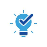 a light bulb with a tick mark on it vector