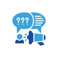 a megaphone with speech bubbles and question marks vector