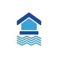 a house with a roof and waves on a white background vector