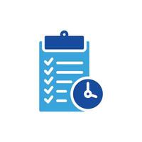 a clipboard with a clock and check list icon vector
