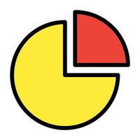 a yellow and red pie chart with a red slice vector