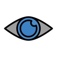 an eye icon with a blue and black outline vector