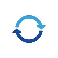 a blue and white circular logo with arrows pointing in different directions vector