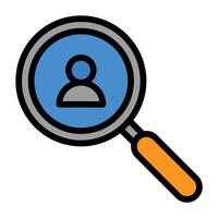 magnifying icon with person in the middle illustration vector